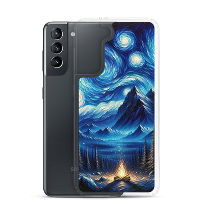 Sternennacht-Stil Ölgemälde der Alpen, himmlische Wirbelmuster - Samsung Schutzhülle (durchsichtig) berge xxx yyy zzz