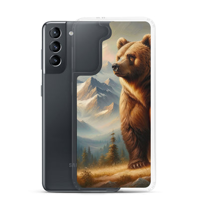 Ölgemälde eines königlichen Bären vor der majestätischen Alpenkulisse - Samsung Schutzhülle (durchsichtig) camping xxx yyy zzz
