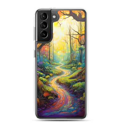 Wald und Wanderweg - Bunte, farbenfrohe Malerei - Samsung Schutzhülle (durchsichtig) camping xxx Samsung Galaxy S21 Plus