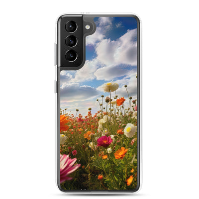 Blumenfeld und Sonnenschein - Samsung Schutzhülle (durchsichtig) camping xxx Samsung Galaxy S21 Plus