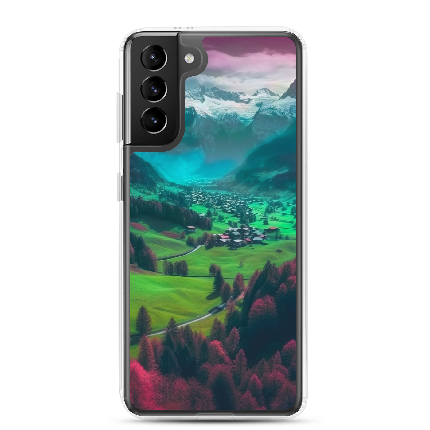 Berglandschaft und Dorf - Fotorealistische Malerei - Samsung Schutzhülle (durchsichtig) berge xxx Samsung Galaxy S21 Plus