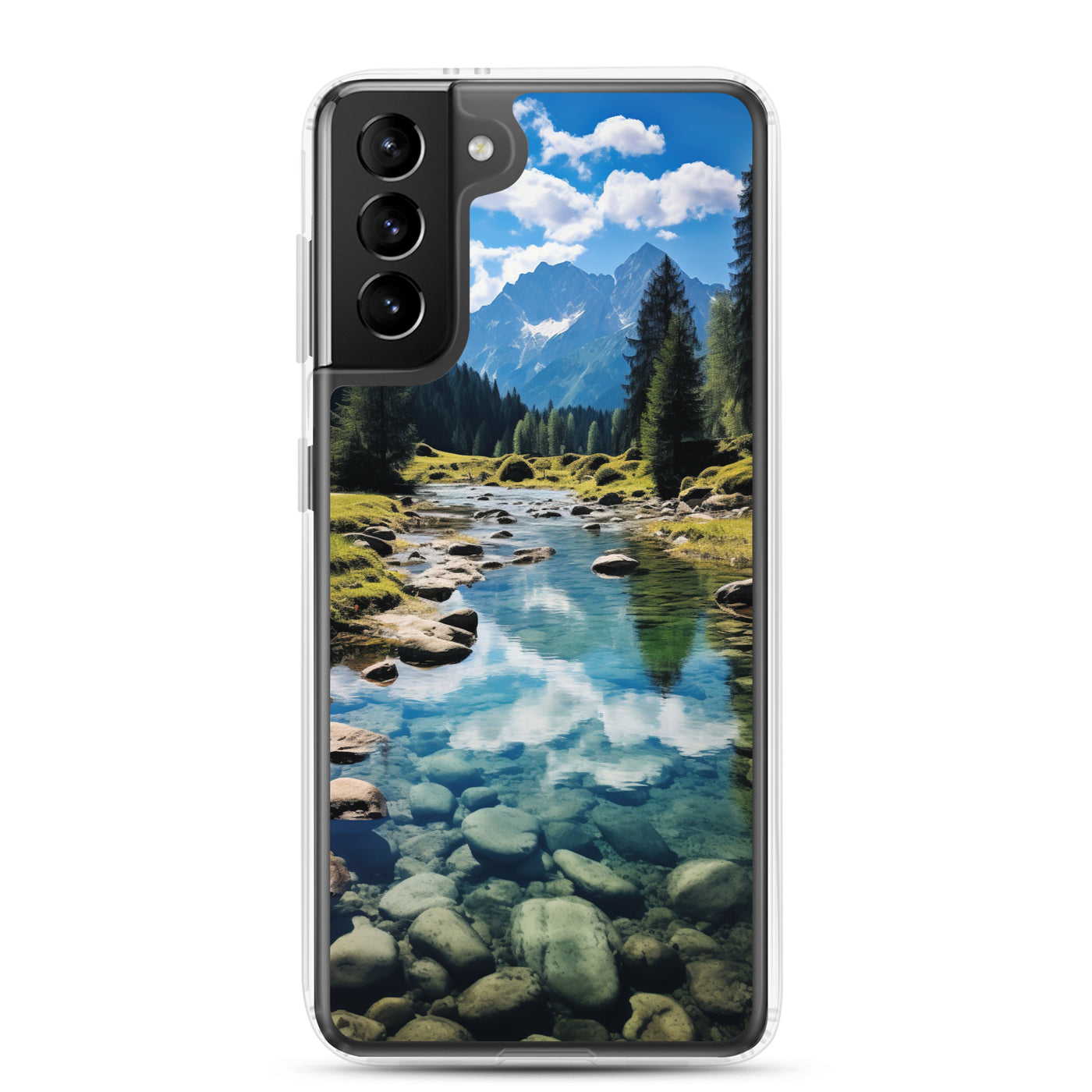 Österreichische Alpen und steiniger Bach - Samsung Schutzhülle (durchsichtig) berge xxx Samsung Galaxy S21 Plus