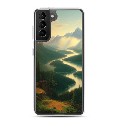 Landschaft mit Bergen, See und viel grüne Natur - Malerei - Samsung Schutzhülle (durchsichtig) berge xxx Samsung Galaxy S21 Plus