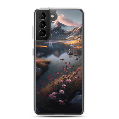 Berge, Bergsee und Blumen - Samsung Schutzhülle (durchsichtig) berge xxx Samsung Galaxy S21 Plus