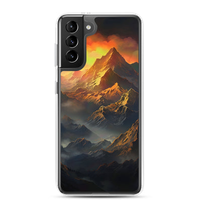 Wunderschöne Himalaya Gebirge im Nebel und Sonnenuntergang - Malerei - Samsung Schutzhülle (durchsichtig) berge xxx Samsung Galaxy S21 Plus