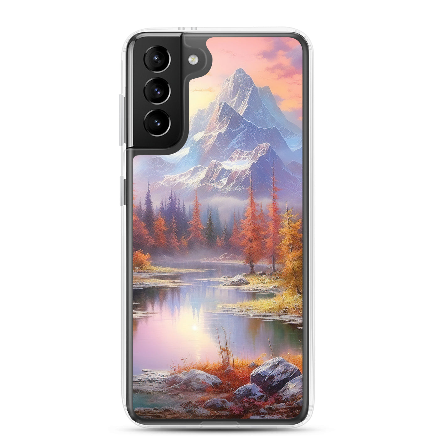 Landschaftsmalerei - Berge, Bäume, Bergsee und Herbstfarben - Samsung Schutzhülle (durchsichtig) berge xxx Samsung Galaxy S21 Plus