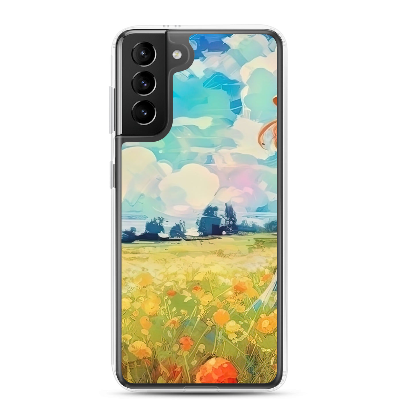 Dame mit Hut im Feld mit Blumen - Landschaftsmalerei - Samsung Schutzhülle (durchsichtig) camping xxx Samsung Galaxy S21 Plus