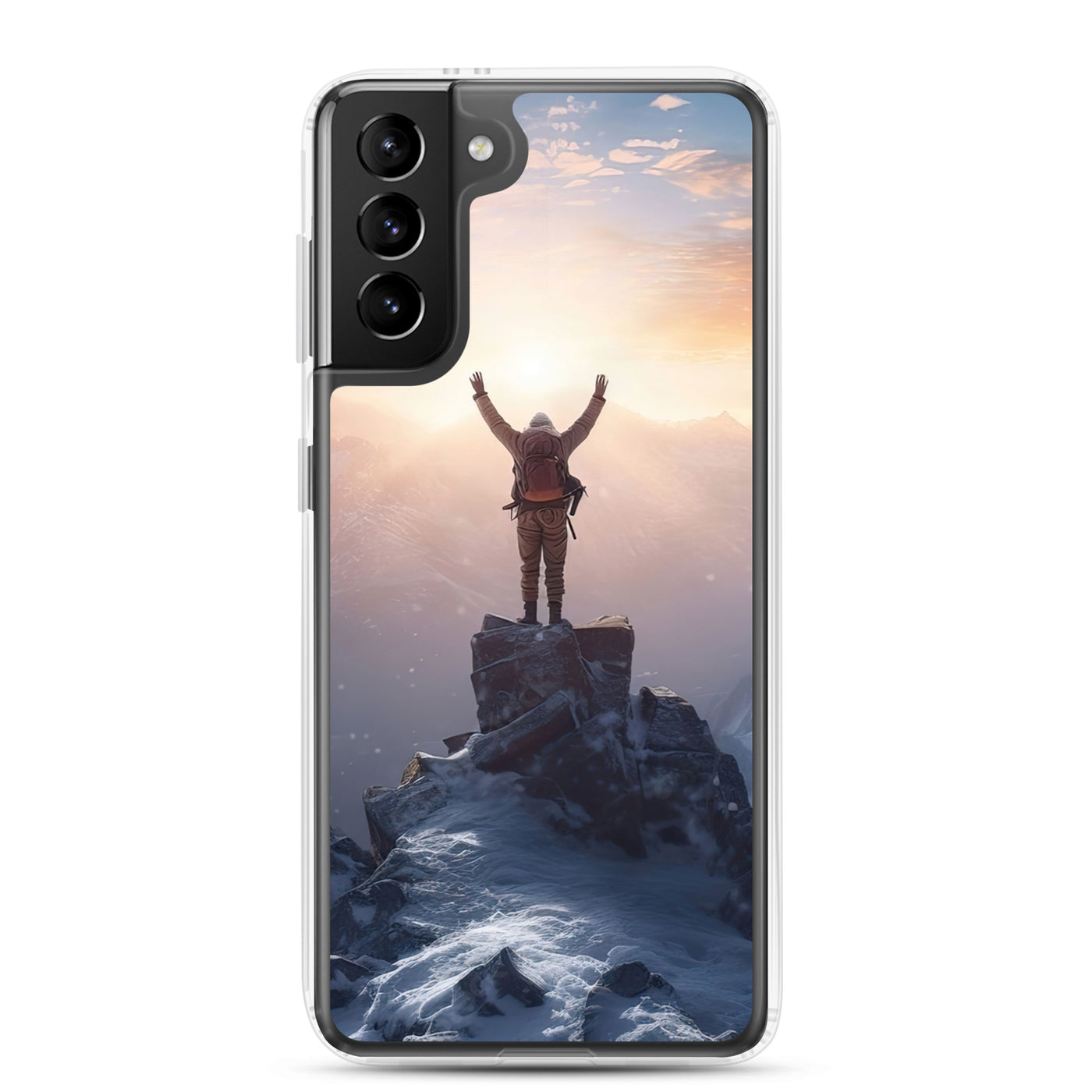 Mann auf der Spitze eines Berges - Landschaftsmalerei - Samsung Schutzhülle (durchsichtig) berge xxx Samsung Galaxy S21 Plus