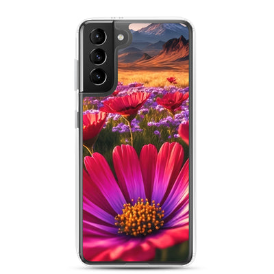 Wünderschöne Blumen und Berge im Hintergrund - Samsung Schutzhülle (durchsichtig) berge xxx Samsung Galaxy S21 Plus