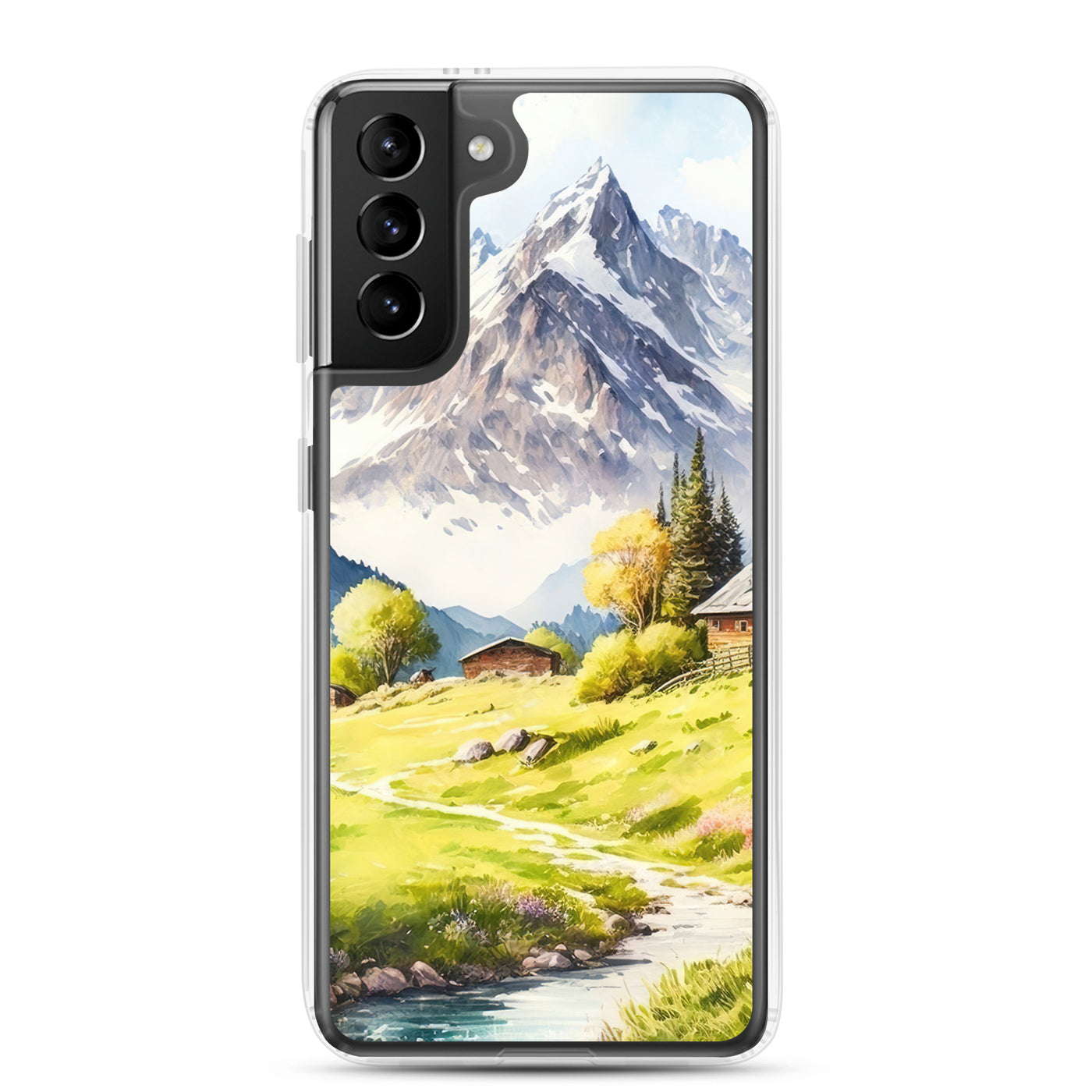 Epische Berge und Berghütte - Landschaftsmalerei - Samsung Schutzhülle (durchsichtig) berge xxx Samsung Galaxy S21 Plus