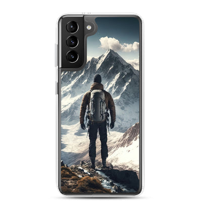 Wanderer auf Berg von hinten - Malerei - Samsung Schutzhülle (durchsichtig) berge xxx Samsung Galaxy S21 Plus