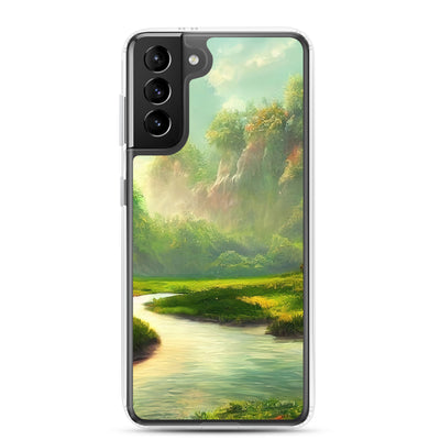 Bach im tropischen Wald - Landschaftsmalerei - Samsung Schutzhülle (durchsichtig) camping xxx Samsung Galaxy S21 Plus