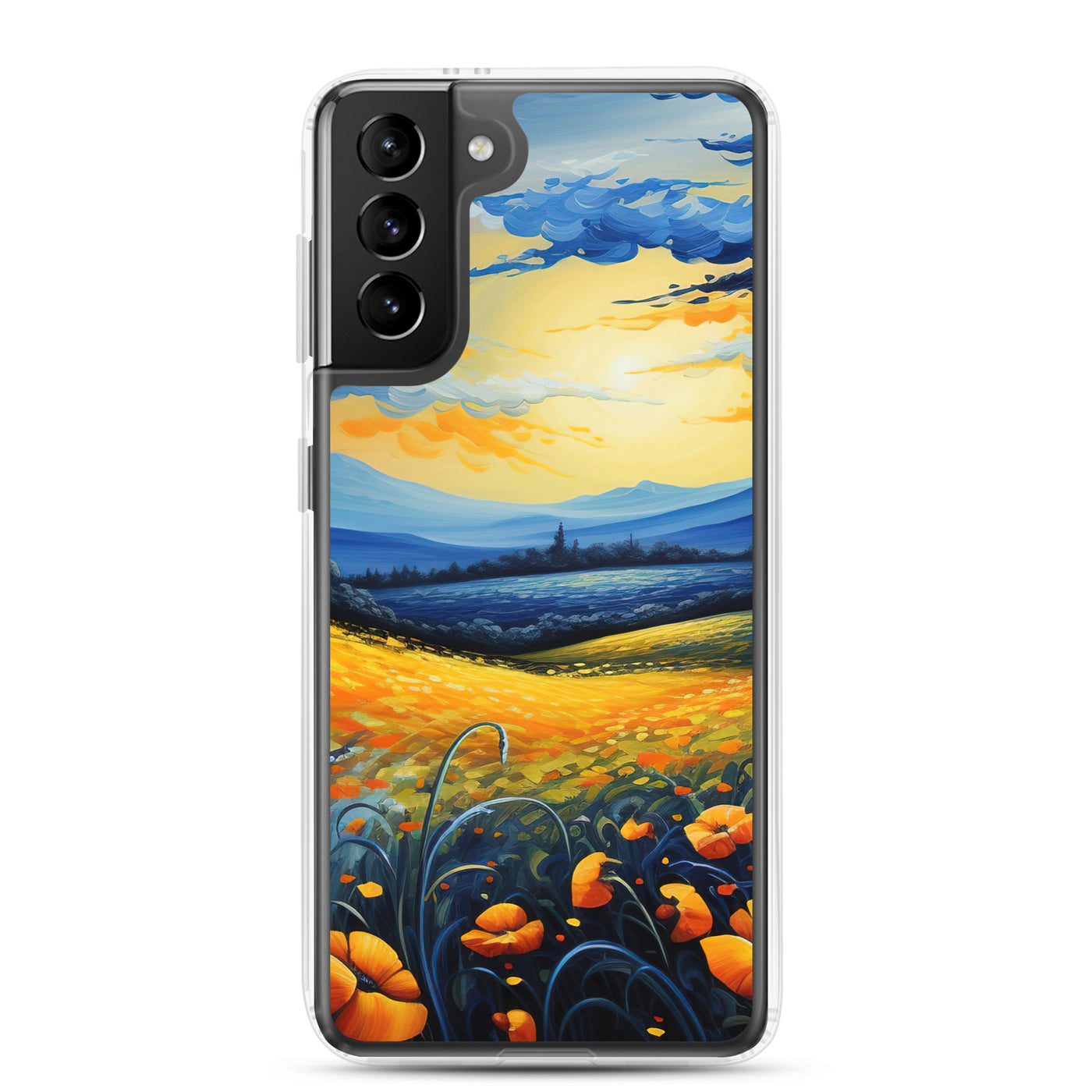 Berglandschaft mit schönen gelben Blumen - Landschaftsmalerei - Samsung Schutzhülle (durchsichtig) berge xxx Samsung Galaxy S21 Plus