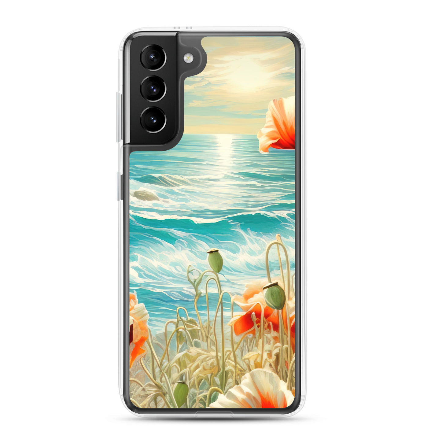 Blumen, Meer und Sonne - Malerei - Samsung Schutzhülle (durchsichtig) camping xxx Samsung Galaxy S21 Plus