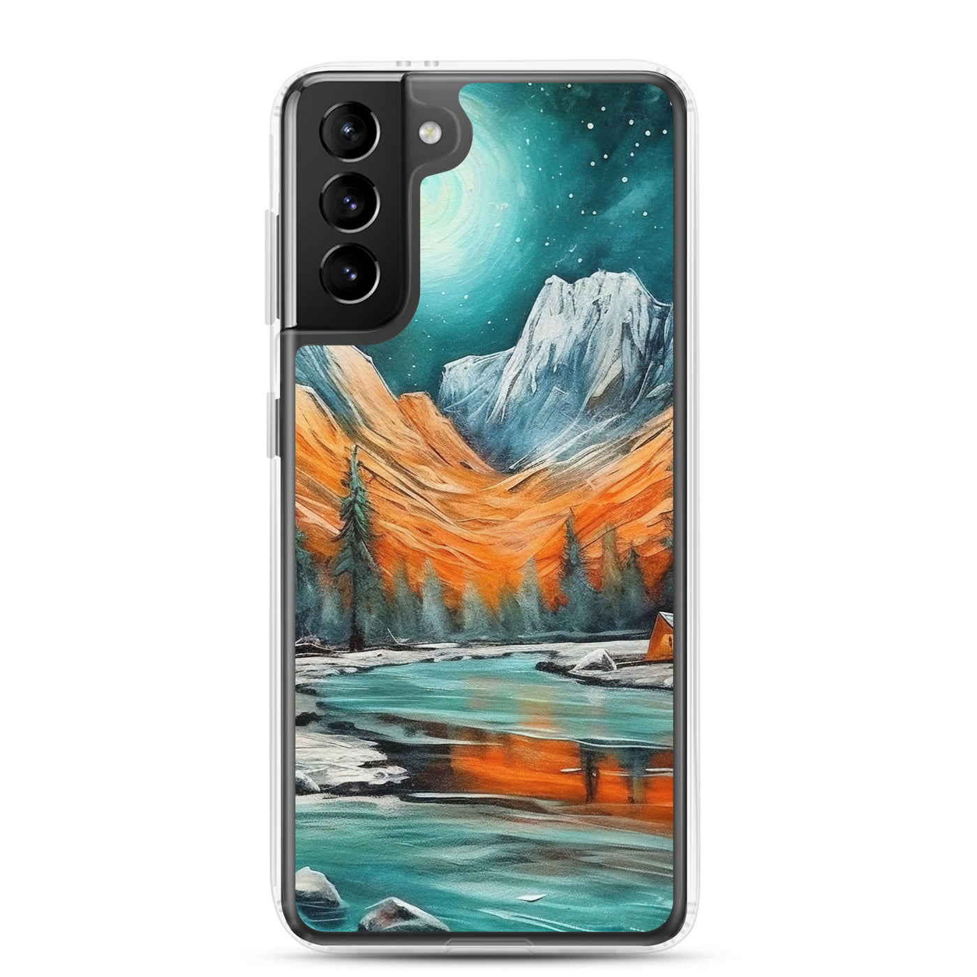 Berglandschaft und Zelte - Nachtstimmung - Landschaftsmalerei - Samsung Schutzhülle (durchsichtig) camping xxx Samsung Galaxy S21 Plus