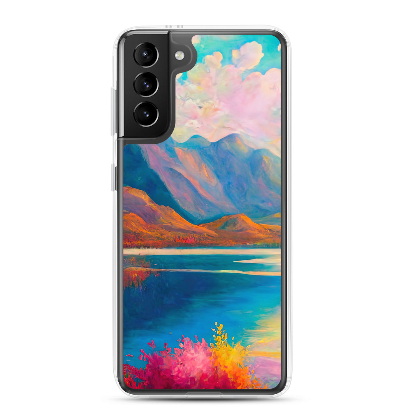 Berglandschaft und Bergsee - Farbige Ölmalerei - Samsung Schutzhülle (durchsichtig) berge xxx Samsung Galaxy S21 Plus