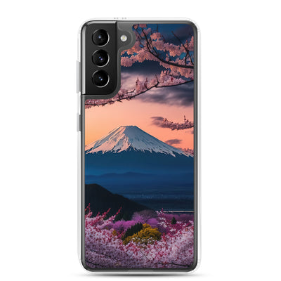 Berg - Pinke Bäume und Blumen - Samsung Schutzhülle (durchsichtig) berge xxx Samsung Galaxy S21 Plus