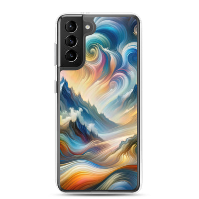 Ätherische schöne Alpen in lebendigen Farbwirbeln - Abstrakte Berge - Samsung Schutzhülle (durchsichtig) berge xxx yyy zzz Samsung Galaxy S21 Plus
