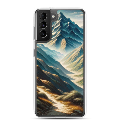 Berglandschaft: Acrylgemälde mit hervorgehobenem Pfad - Samsung Schutzhülle (durchsichtig) berge xxx yyy zzz Samsung Galaxy S21 Plus
