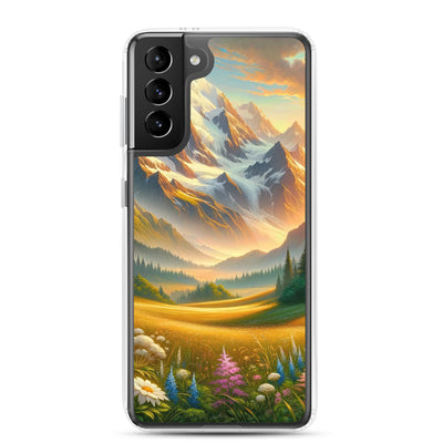 Heitere Alpenschönheit: Schneeberge und Wildblumenwiesen - Samsung Schutzhülle (durchsichtig) berge xxx yyy zzz Samsung Galaxy S21 Plus