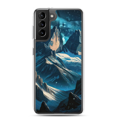 Fuchs in Alpennacht: Digitale Kunst der eisigen Berge im Mondlicht - Samsung Schutzhülle (durchsichtig) camping xxx yyy zzz Samsung Galaxy S21 Plus