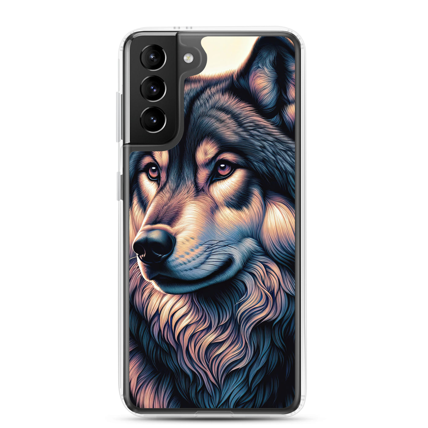 Majestätischer, glänzender Wolf in leuchtender Illustration (AN) - Samsung Schutzhülle (durchsichtig) xxx yyy zzz Samsung Galaxy S21 Plus