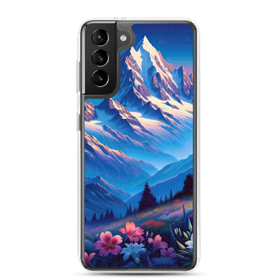 Steinbock bei Dämmerung in den Alpen, sonnengeküsste Schneegipfel - Samsung Schutzhülle (durchsichtig) berge xxx yyy zzz Samsung Galaxy S21 Plus
