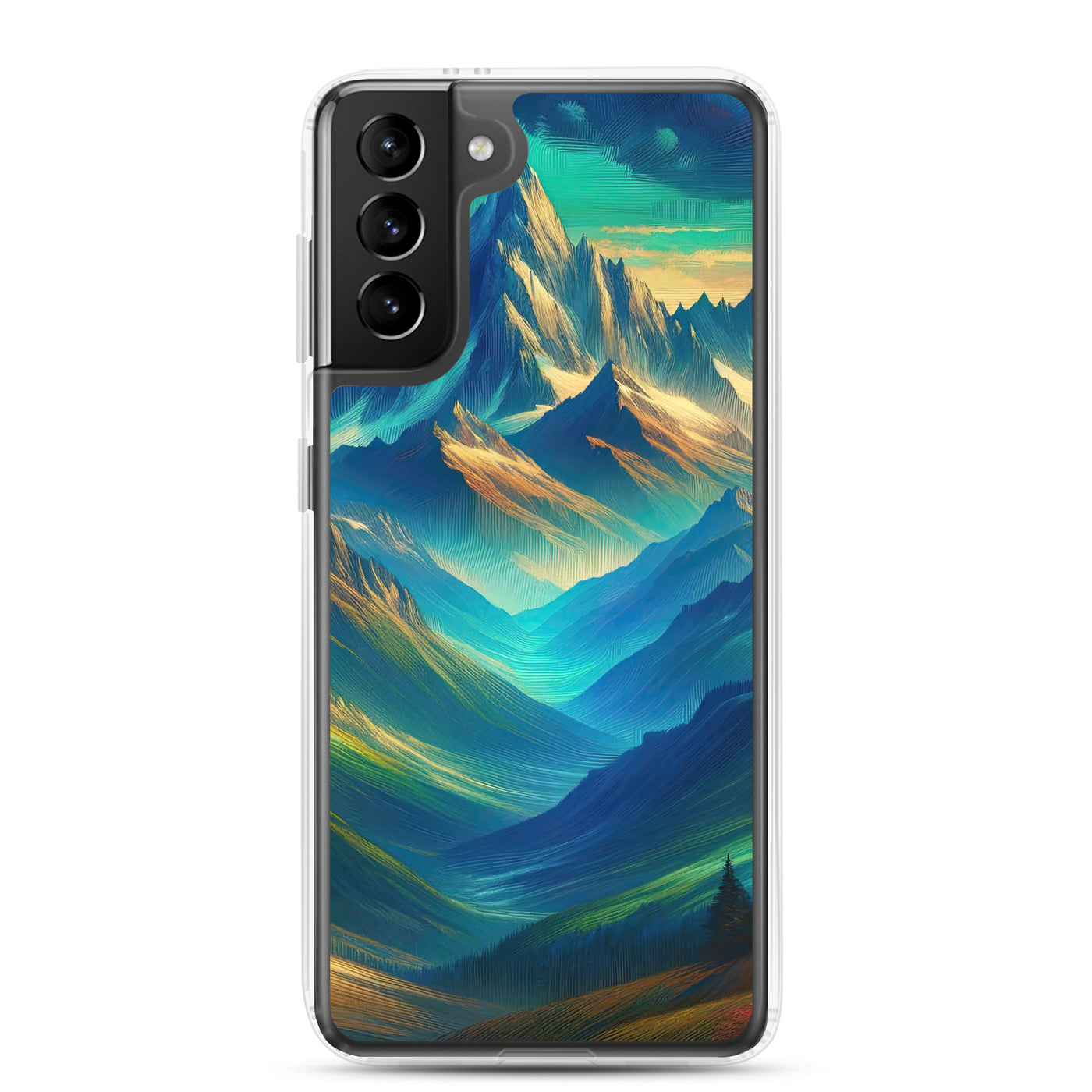Atemberaubende alpine Komposition mit majestätischen Gipfeln und Tälern - Samsung Schutzhülle (durchsichtig) berge xxx yyy zzz Samsung Galaxy S21 Plus