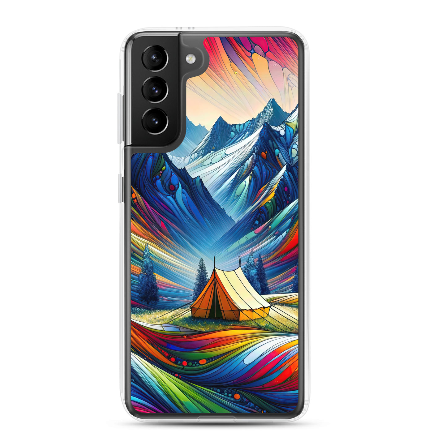 Surreale Alpen in abstrakten Farben, dynamische Formen der Landschaft - Samsung Schutzhülle (durchsichtig) camping xxx yyy zzz Samsung Galaxy S21 Plus
