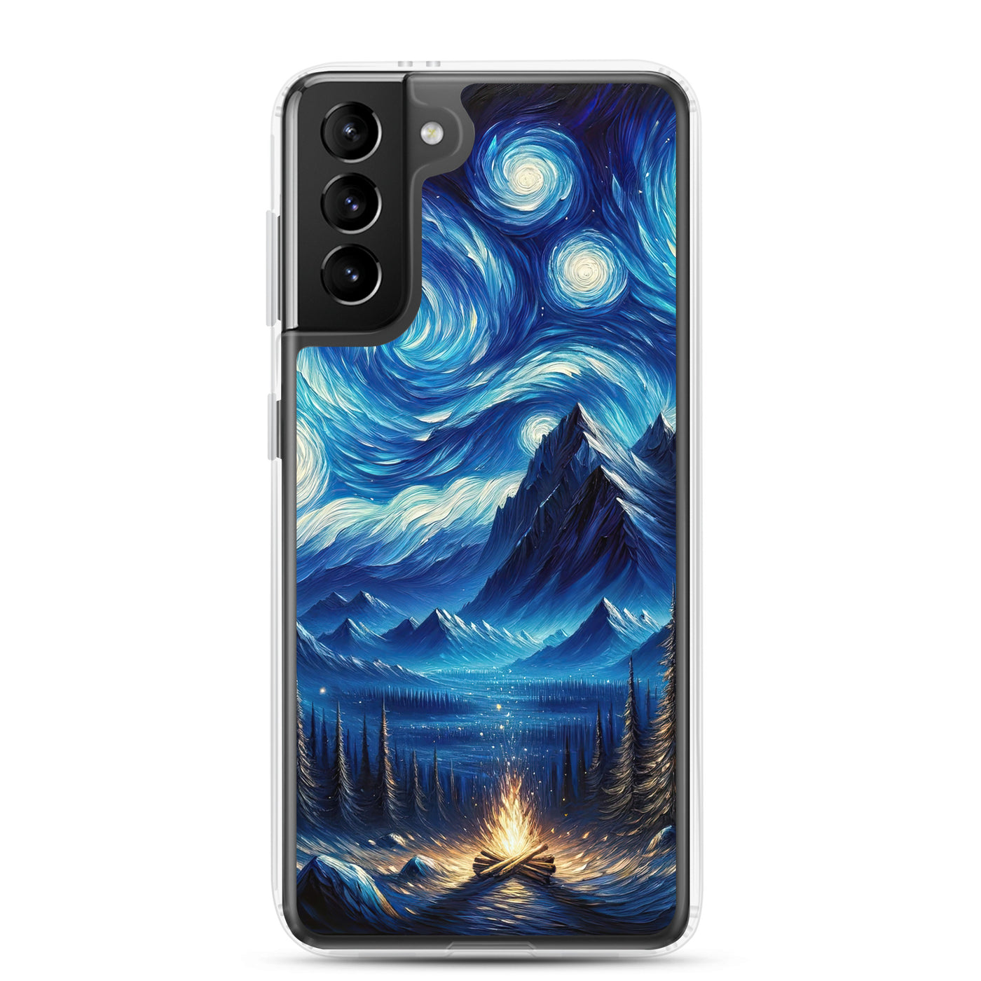 Sternennacht-Stil Ölgemälde der Alpen, himmlische Wirbelmuster - Samsung Schutzhülle (durchsichtig) berge xxx yyy zzz Samsung Galaxy S21 Plus