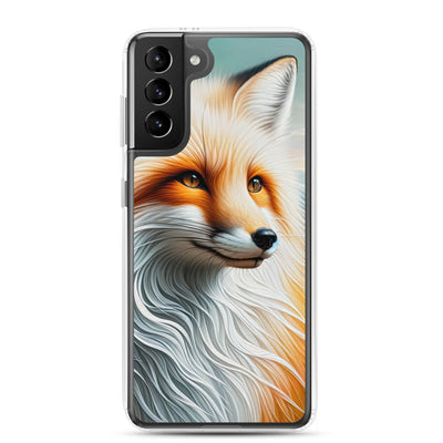 Ölgemälde eines anmutigen, intelligent blickenden Fuchses in Orange-Weiß - Samsung Schutzhülle (durchsichtig) camping xxx yyy zzz Samsung Galaxy S21 Plus