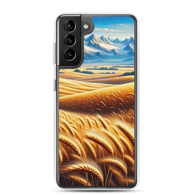 Ölgemälde eines weiten bayerischen Weizenfeldes, golden im Wind (TR) - Samsung Schutzhülle (durchsichtig) xxx yyy zzz Samsung Galaxy S21 Plus
