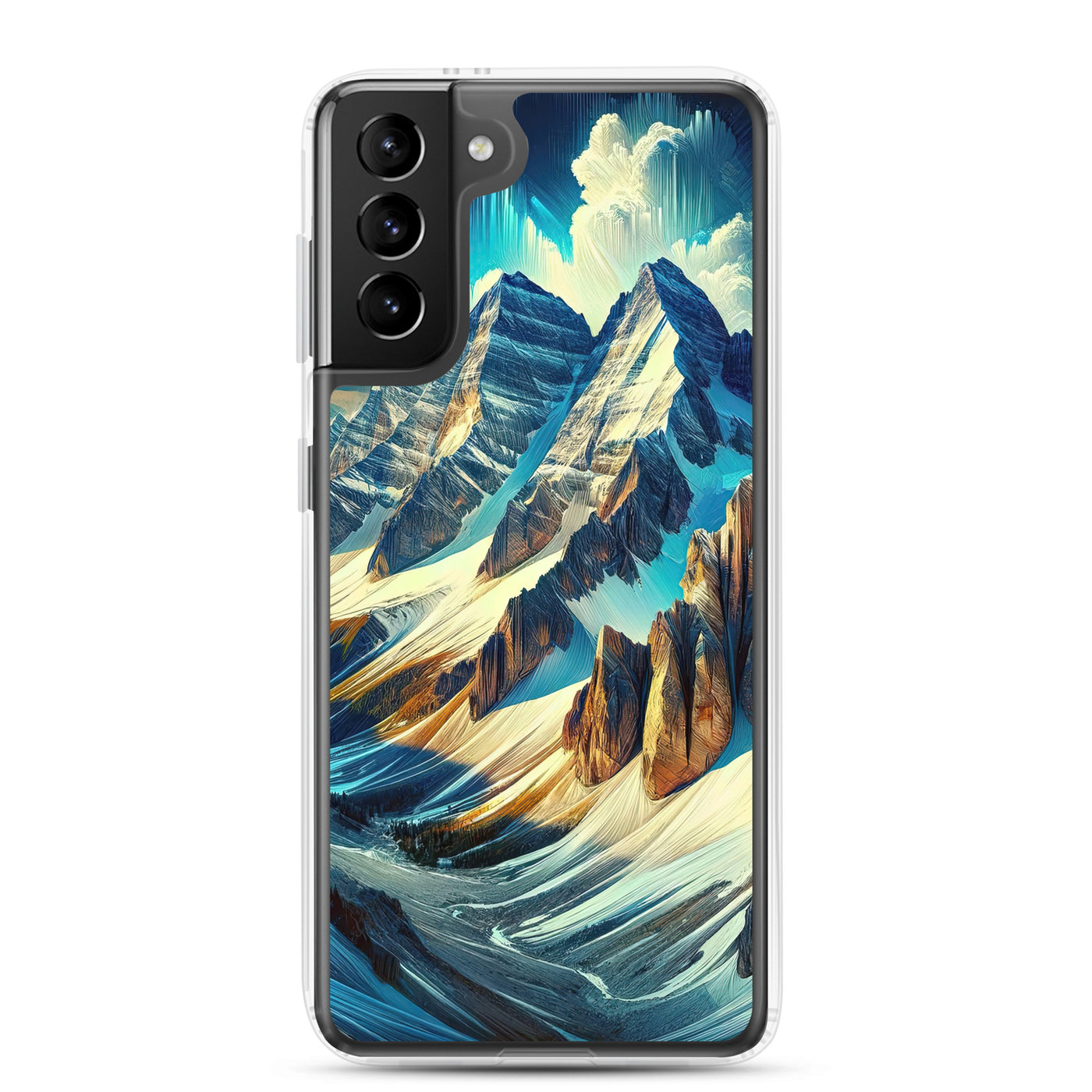 Majestätische Alpen in zufällig ausgewähltem Kunststil - Samsung Schutzhülle (durchsichtig) berge xxx yyy zzz Samsung Galaxy S21 Plus