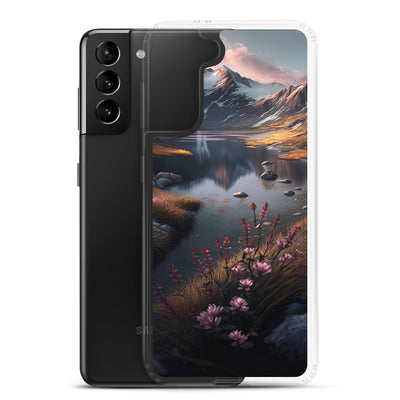 Berge, Bergsee und Blumen - Samsung Schutzhülle (durchsichtig) berge xxx