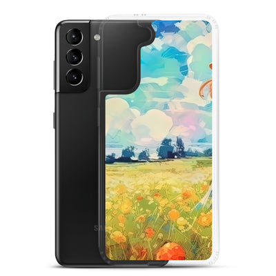 Dame mit Hut im Feld mit Blumen - Landschaftsmalerei - Samsung Schutzhülle (durchsichtig) camping xxx