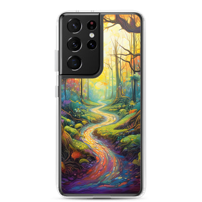 Wald und Wanderweg - Bunte, farbenfrohe Malerei - Samsung Schutzhülle (durchsichtig) camping xxx Samsung Galaxy S21 Ultra
