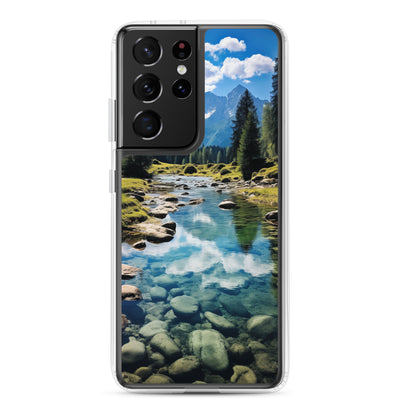Österreichische Alpen und steiniger Bach - Samsung Schutzhülle (durchsichtig) berge xxx Samsung Galaxy S21 Ultra