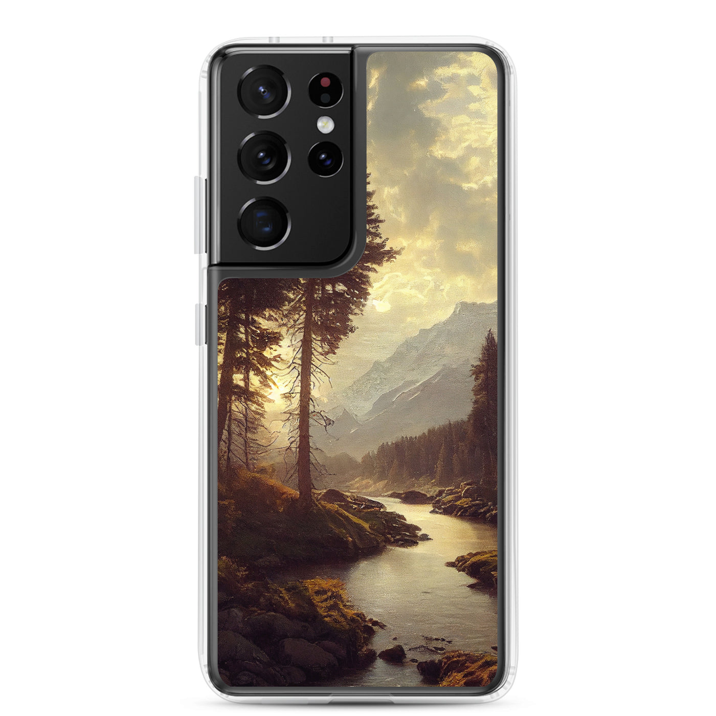 Landschaft mit Bergen, Fluss und Bäumen - Malerei - Samsung Schutzhülle (durchsichtig) berge xxx Samsung Galaxy S21 Ultra