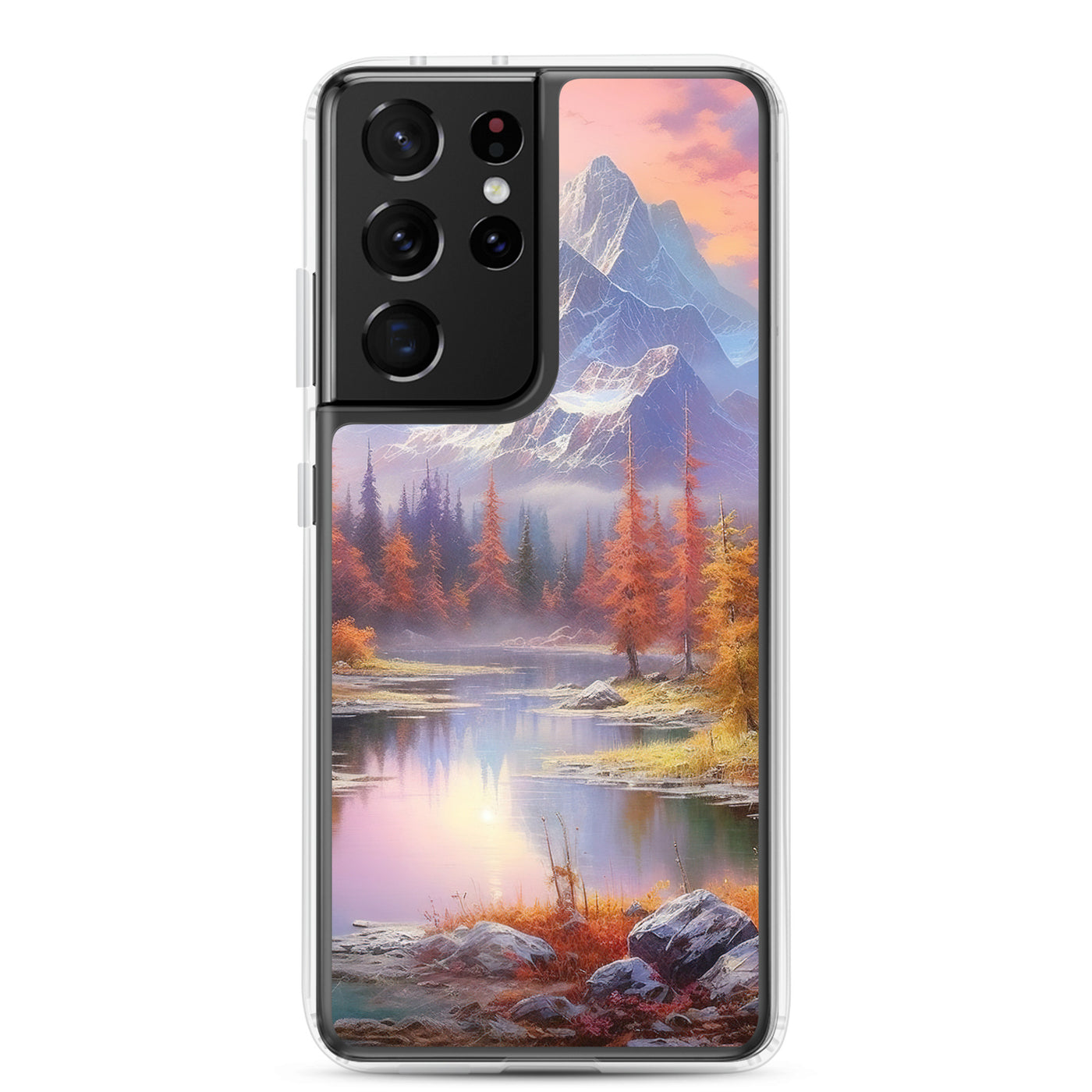 Landschaftsmalerei - Berge, Bäume, Bergsee und Herbstfarben - Samsung Schutzhülle (durchsichtig) berge xxx Samsung Galaxy S21 Ultra