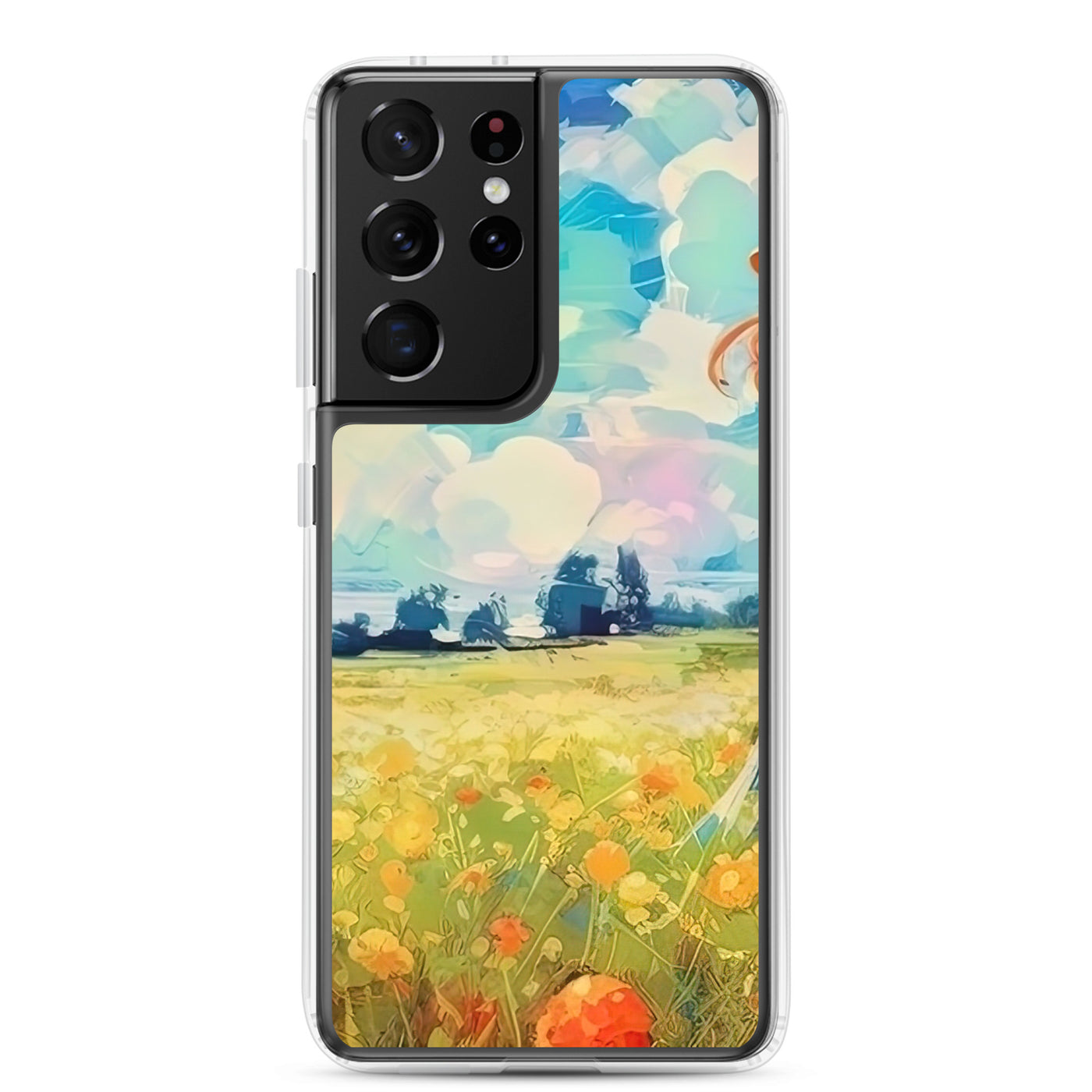 Dame mit Hut im Feld mit Blumen - Landschaftsmalerei - Samsung Schutzhülle (durchsichtig) camping xxx Samsung Galaxy S21 Ultra