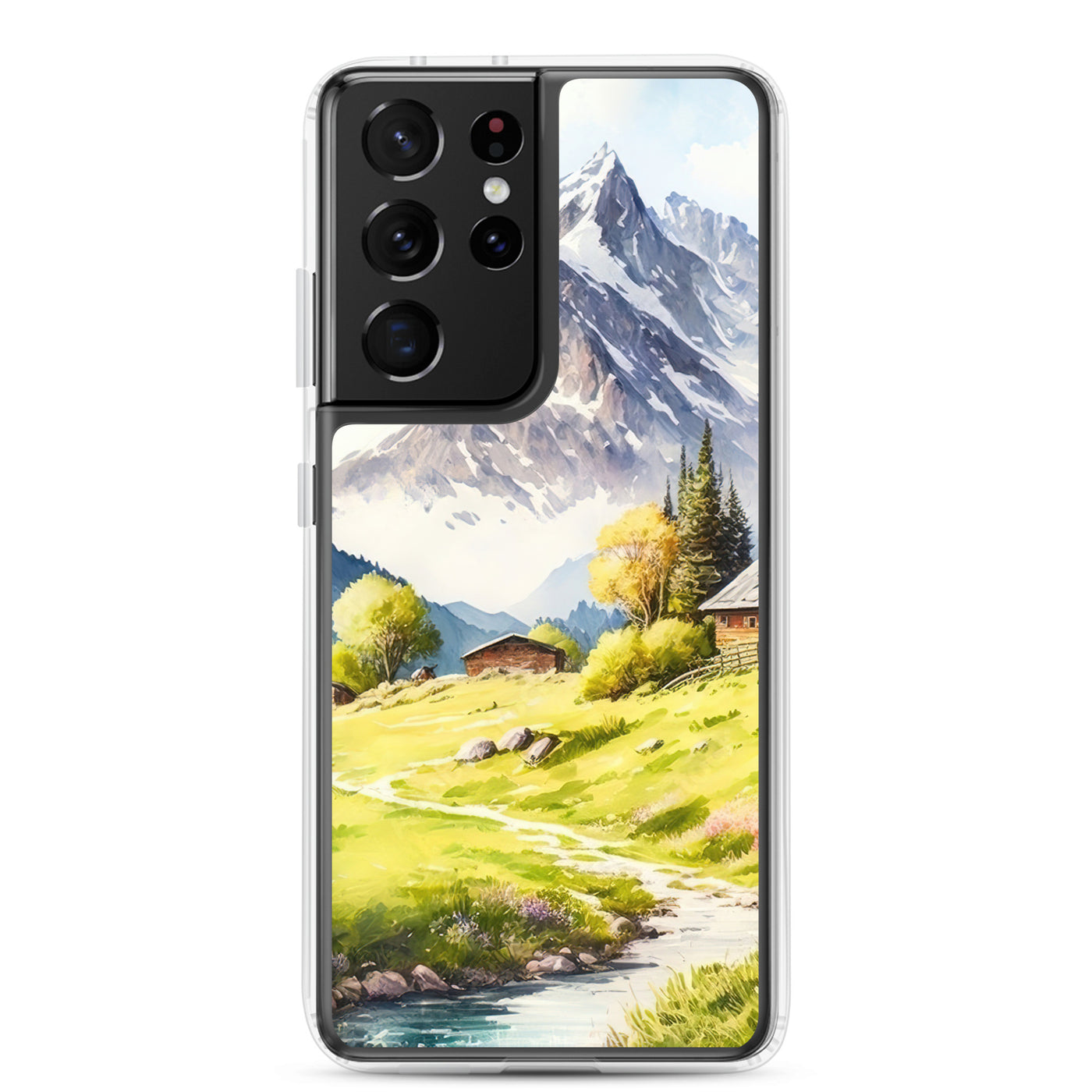 Epische Berge und Berghütte - Landschaftsmalerei - Samsung Schutzhülle (durchsichtig) berge xxx Samsung Galaxy S21 Ultra