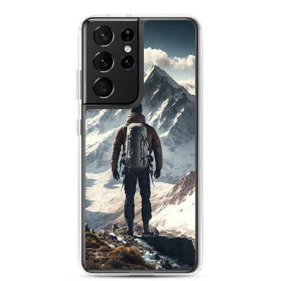 Wanderer auf Berg von hinten - Malerei - Samsung Schutzhülle (durchsichtig) berge xxx Samsung Galaxy S21 Ultra