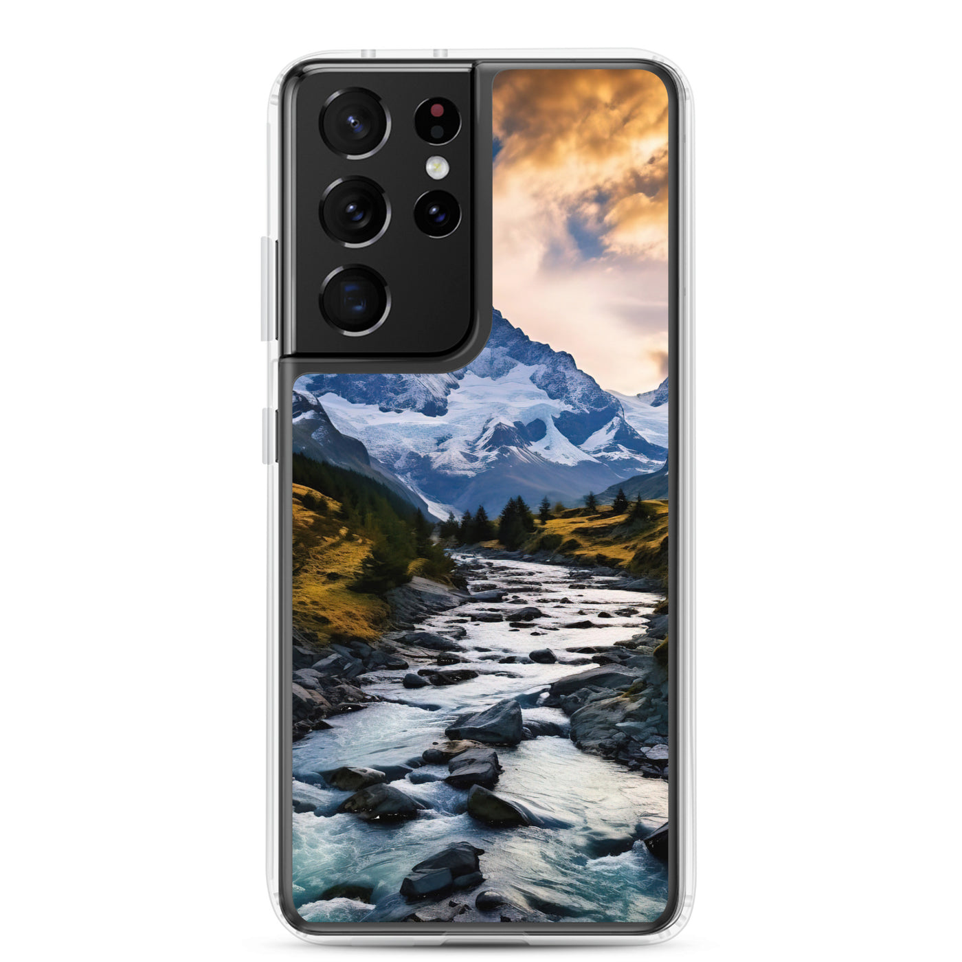 Berge und steiniger Bach - Epische Stimmung - Samsung Schutzhülle (durchsichtig) berge xxx Samsung Galaxy S21 Ultra