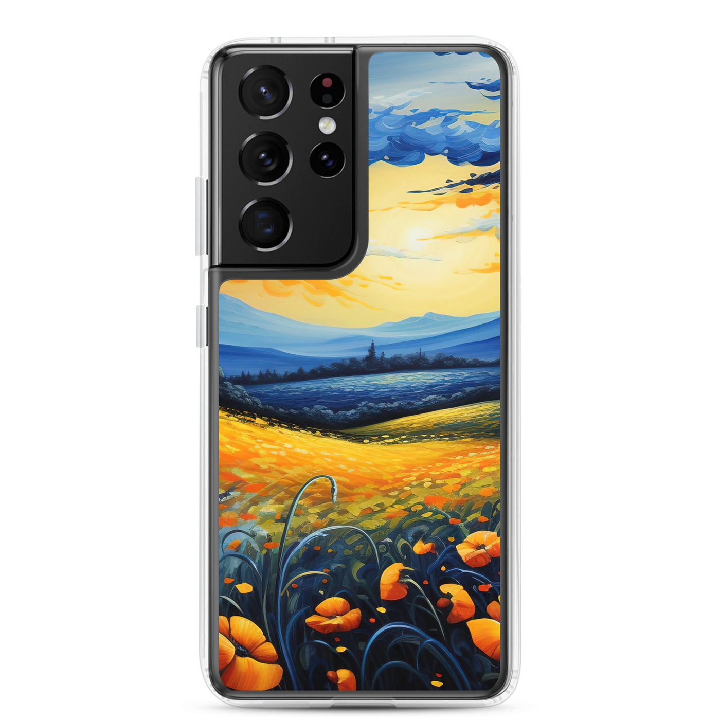 Berglandschaft mit schönen gelben Blumen - Landschaftsmalerei - Samsung Schutzhülle (durchsichtig) berge xxx Samsung Galaxy S21 Ultra