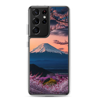 Berg - Pinke Bäume und Blumen - Samsung Schutzhülle (durchsichtig) berge xxx Samsung Galaxy S21 Ultra