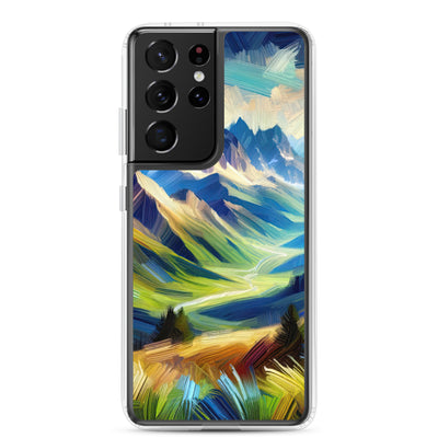 Impressionistische Alpen, lebendige Farbtupfer und Lichteffekte - Samsung Schutzhülle (durchsichtig) berge xxx yyy zzz Samsung Galaxy S21 Ultra