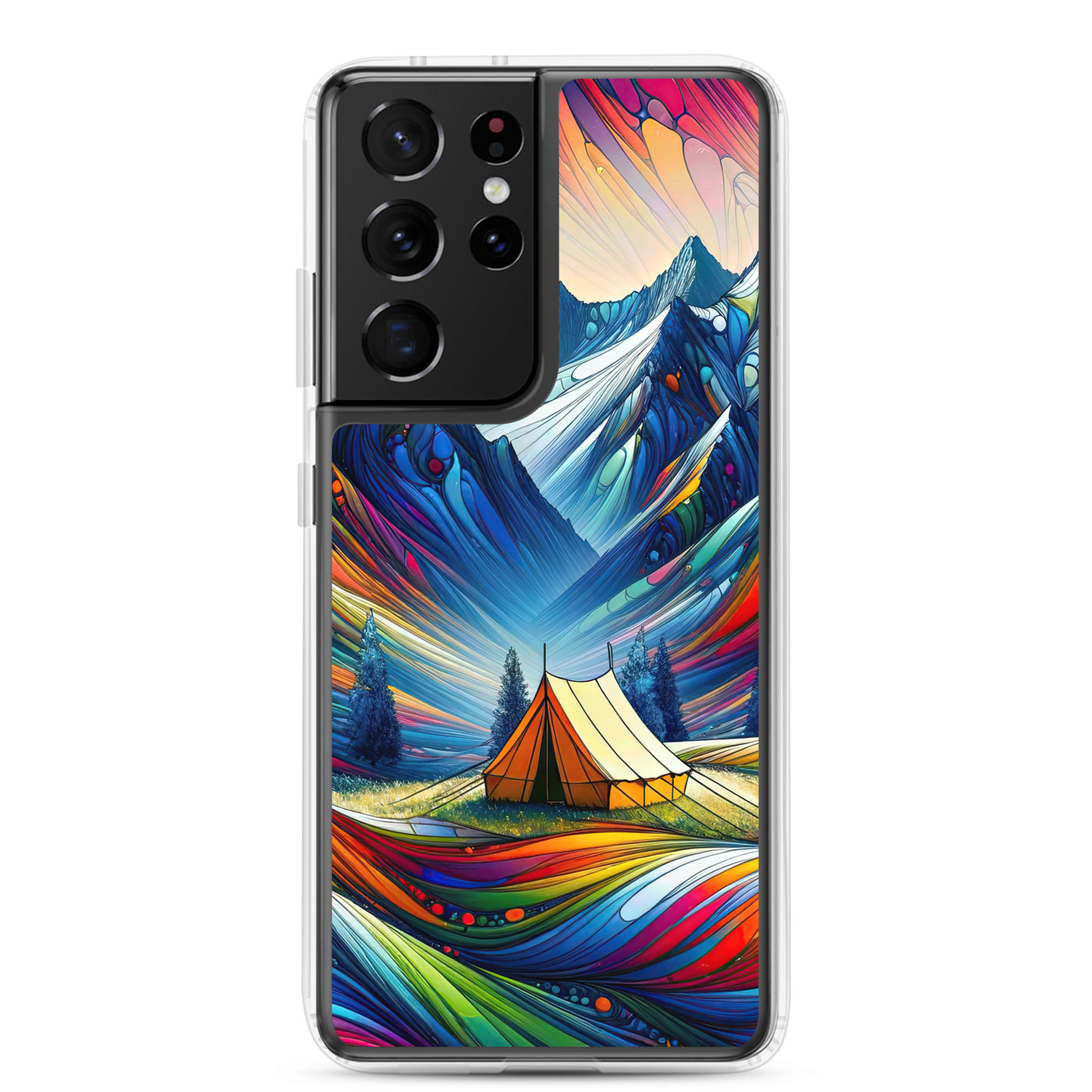 Surreale Alpen in abstrakten Farben, dynamische Formen der Landschaft - Samsung Schutzhülle (durchsichtig) camping xxx yyy zzz Samsung Galaxy S21 Ultra