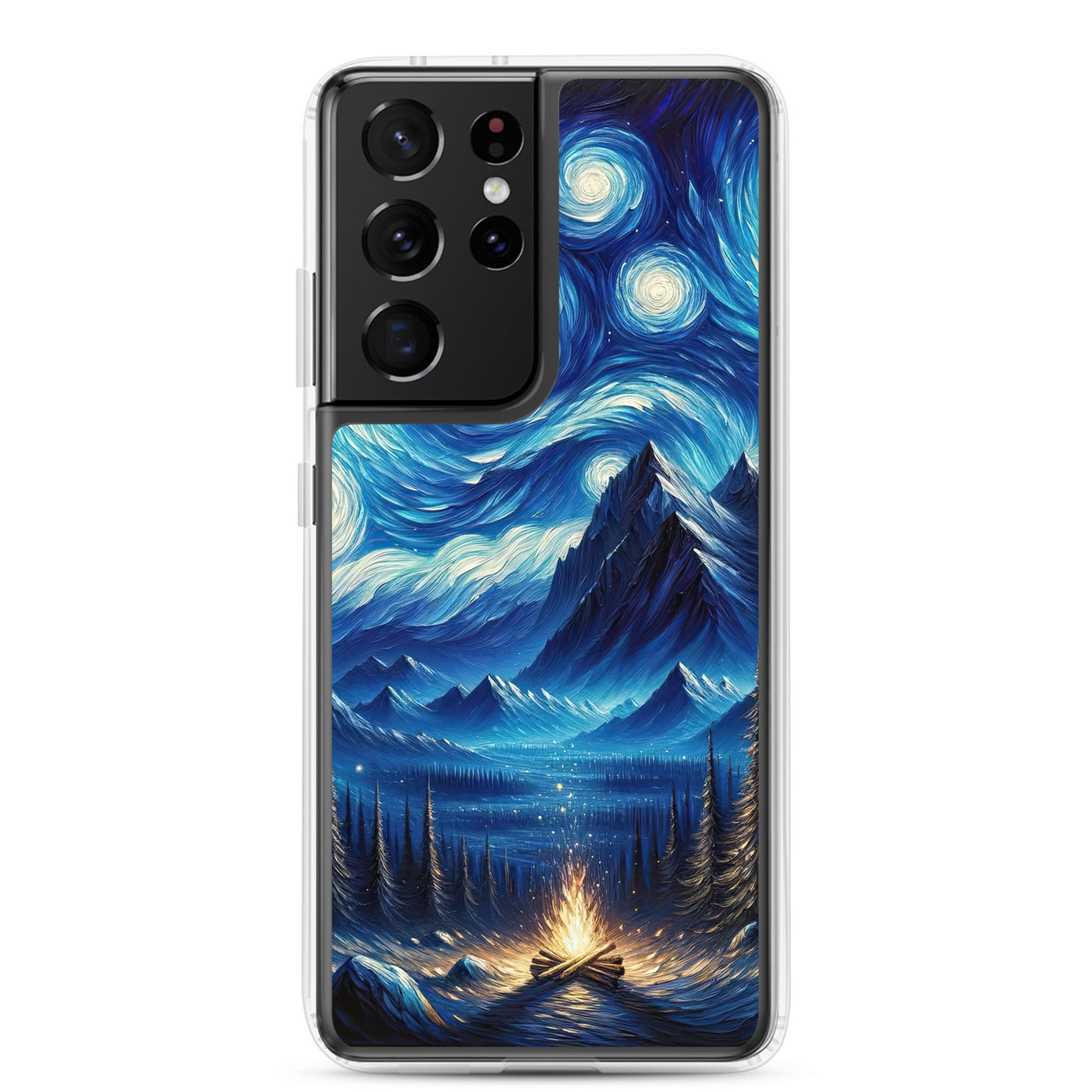 Sternennacht-Stil Ölgemälde der Alpen, himmlische Wirbelmuster - Samsung Schutzhülle (durchsichtig) berge xxx yyy zzz Samsung Galaxy S21 Ultra