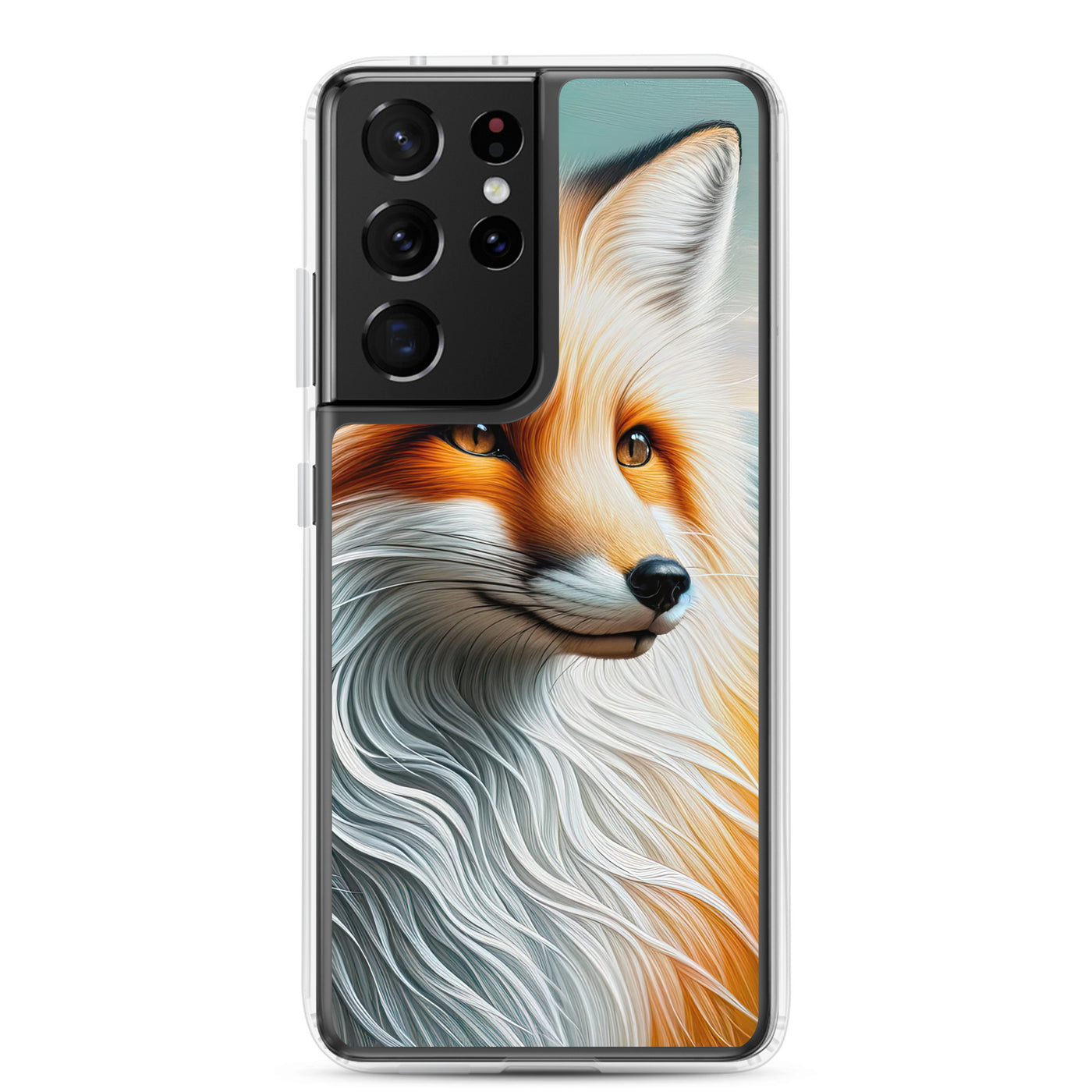 Ölgemälde eines anmutigen, intelligent blickenden Fuchses in Orange-Weiß - Samsung Schutzhülle (durchsichtig) camping xxx yyy zzz Samsung Galaxy S21 Ultra