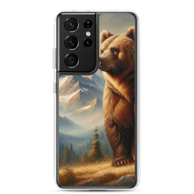 Ölgemälde eines königlichen Bären vor der majestätischen Alpenkulisse - Samsung Schutzhülle (durchsichtig) camping xxx yyy zzz Samsung Galaxy S21 Ultra